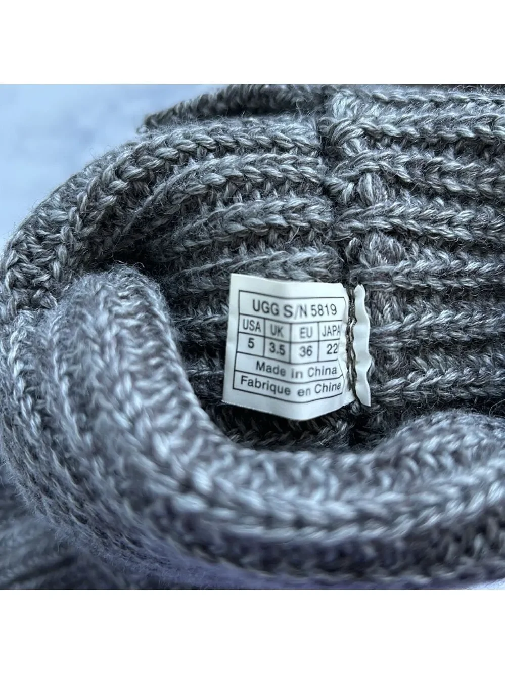 UGG Classic Cardy Gray Chunky Cable Sweater Boot Size 5